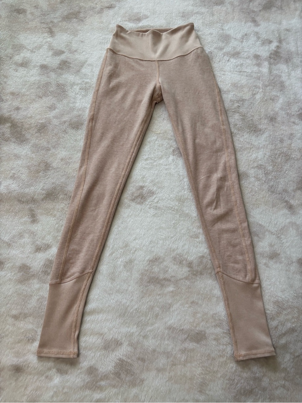 Alo Women’s High-Waist Ribbed Leggings Taupe/Pink Size XXS